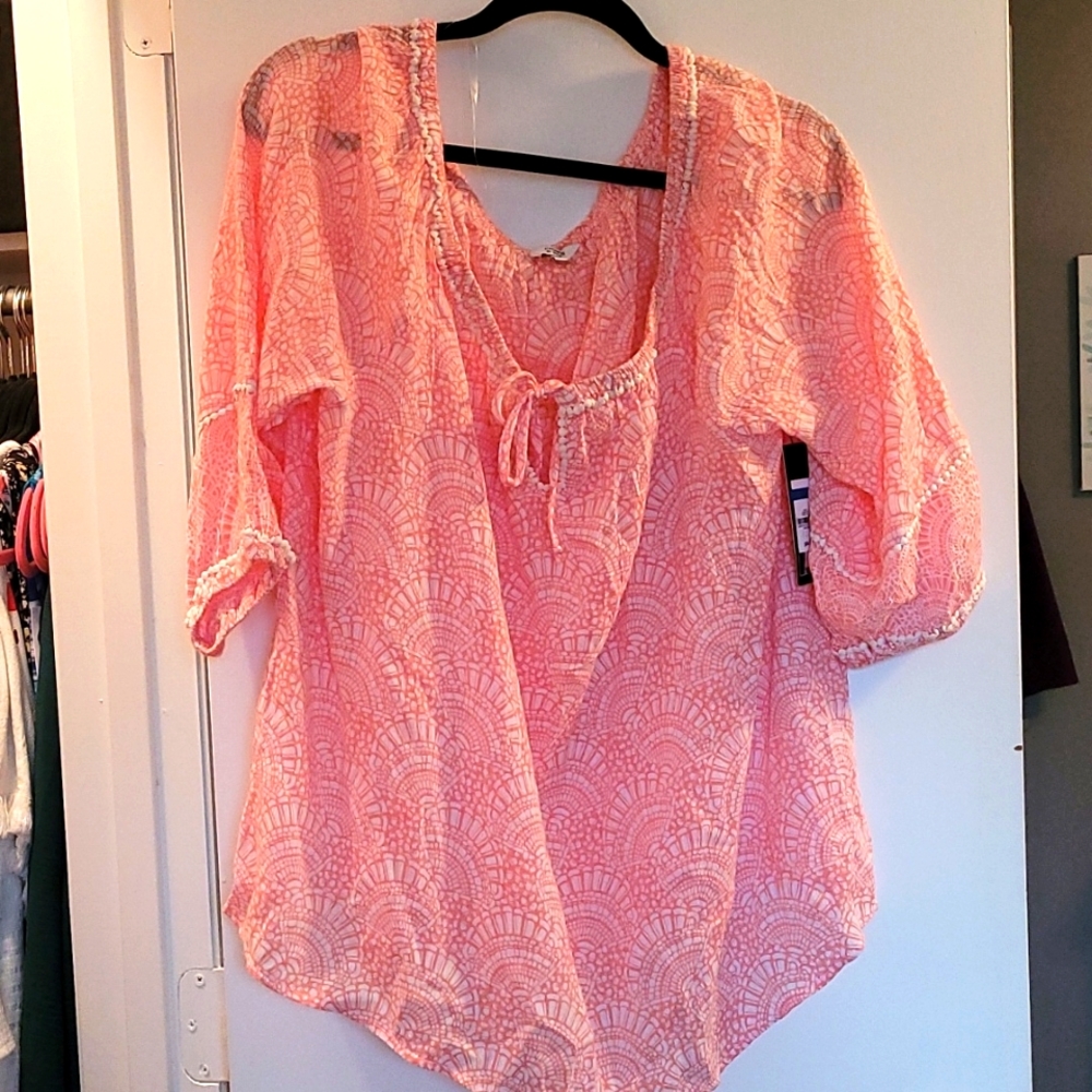 Pink and white blouse